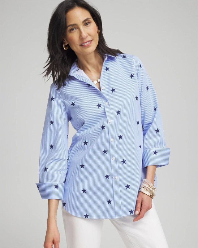 No Iron Stretch Stars & Stripes Shirt - image 1